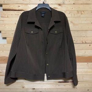 Rafaella Women’s Brown Button Front Closure Stretch Blazer Jacket Plus size 18W